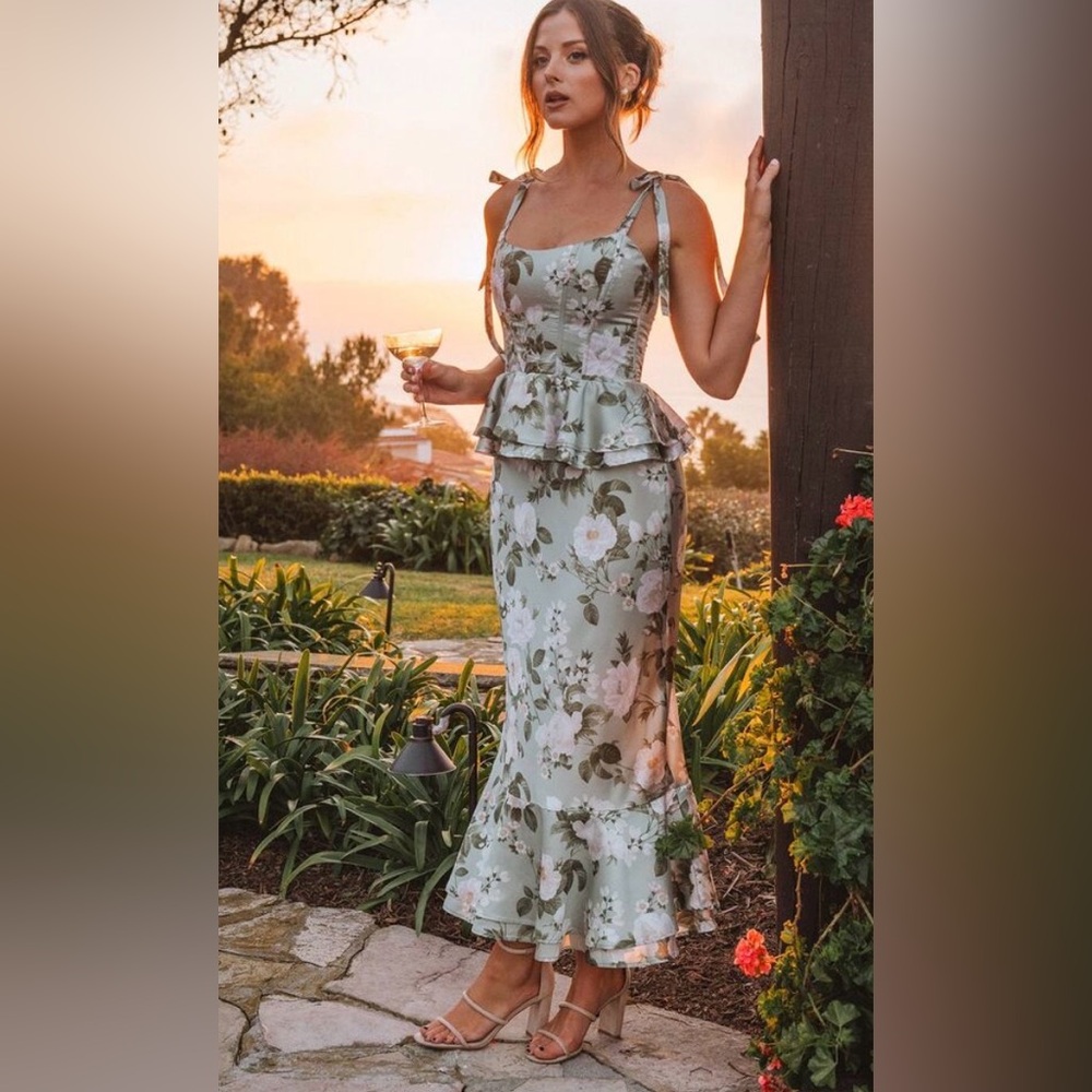Show Me Your Mumu Pauline Peplum Dress in Secret Garden M